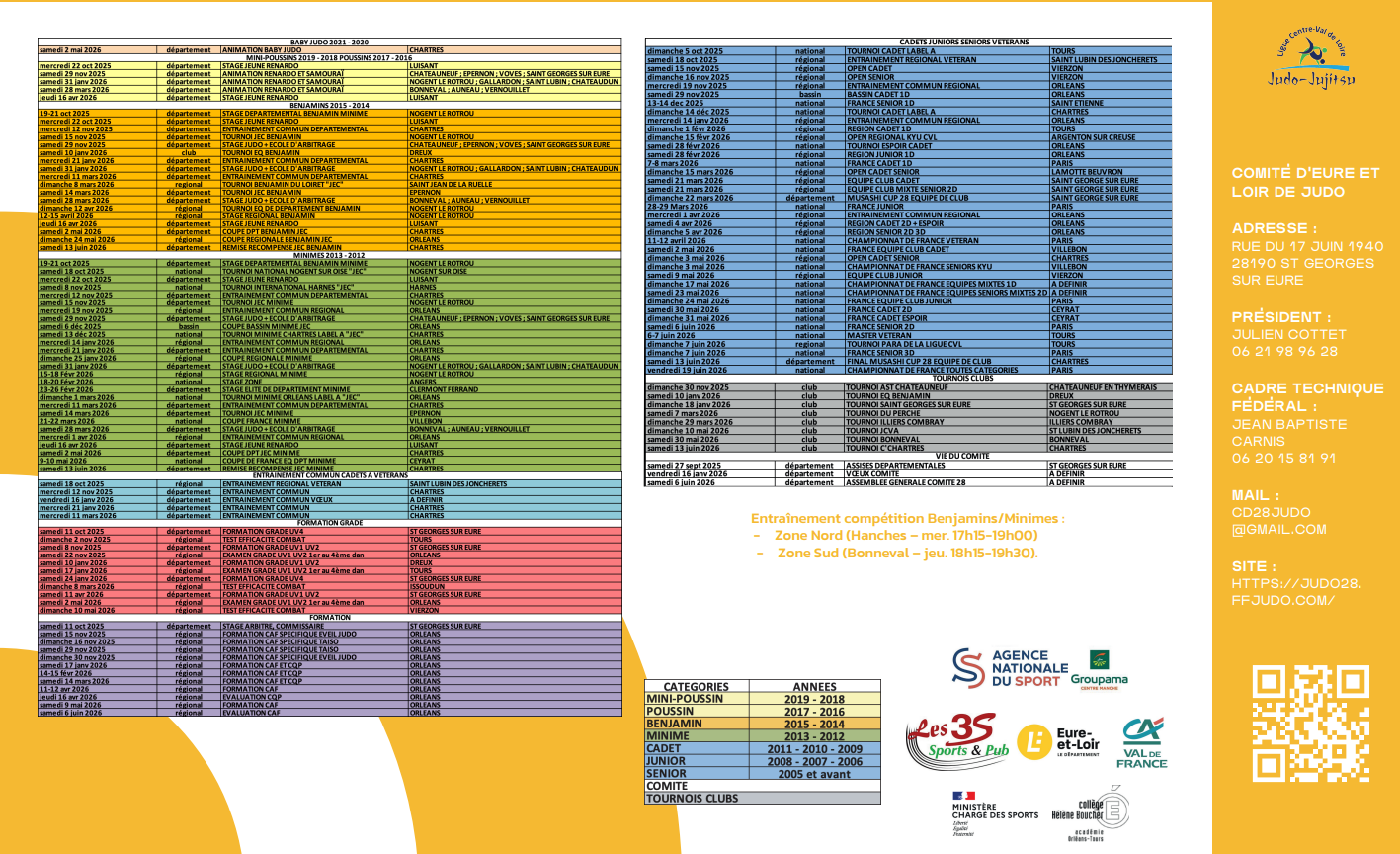 Calendrier saison 2025 2026